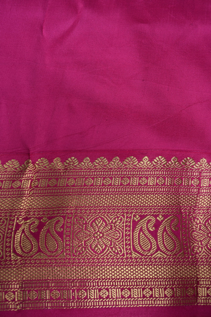 Floral-Peacock Theme : Authentic Pen Kalamkari Handpainted on Pure Kanjivaram Silk Saree with Ganga Jamuna Zari Border | SILK MARK CERTIFIED | SHOBITAM