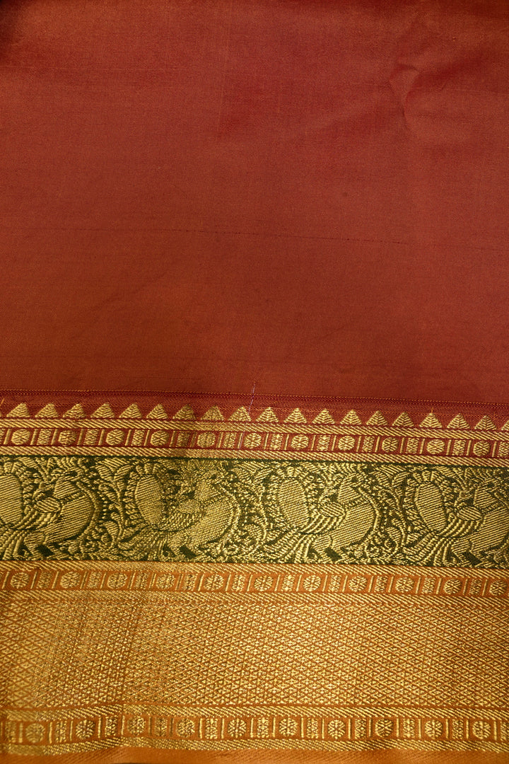 Floral and Peacock Theme : Dusty Rose Authentic Pen Kalamkari Handpainted on Pure Kanjivaram Silk Saree with Two Tone Contrast Zari Border | SILK MARK CERTIFIED | SHOBITAM