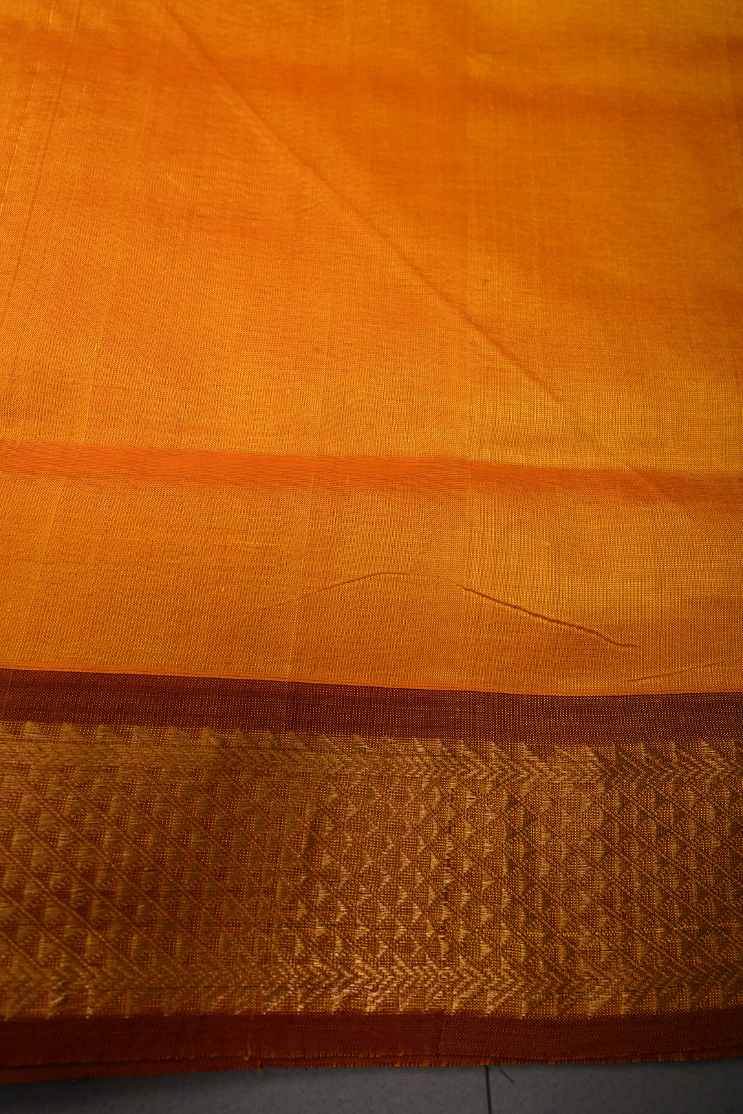 Mustard Yellow 9 Yards Madisar Silk Cotton Saree with Contrast Zari Border ,No Blouse Piece