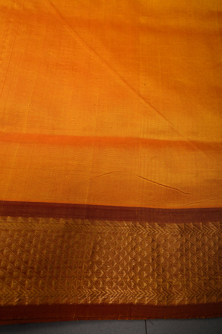 Mustard Yellow 9 Yards Madisar Silk Cotton Saree with Contrast Zari Border ,No Blouse Piece