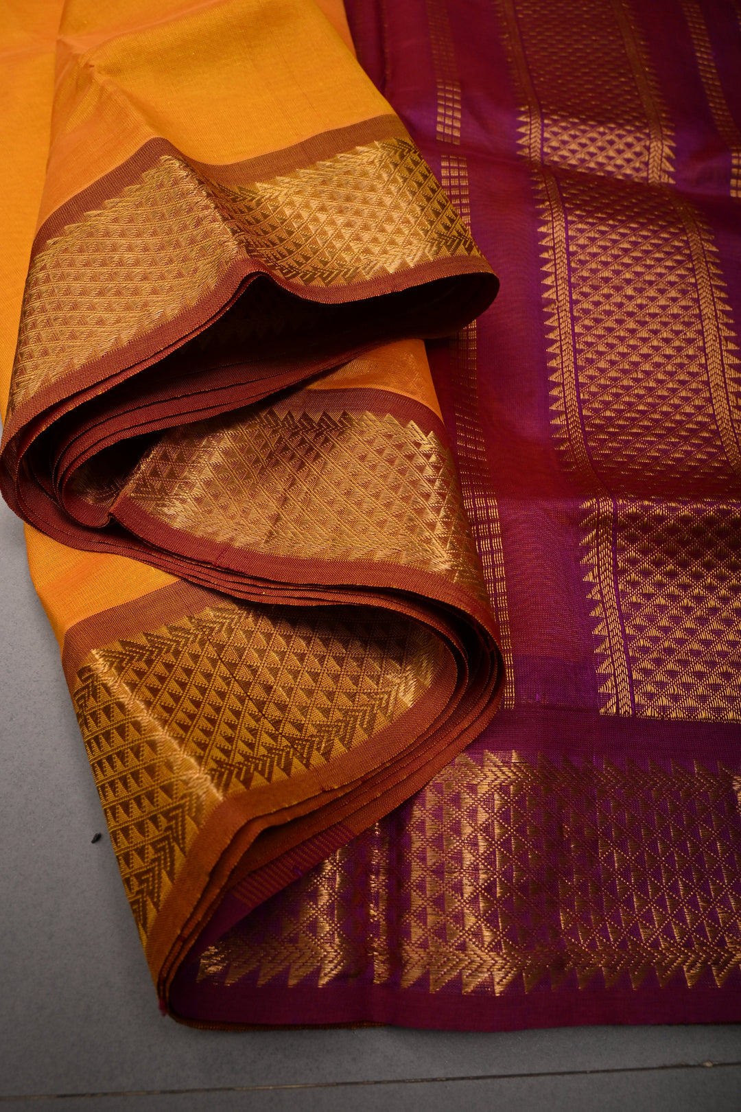 Mustard Yellow 9 Yards Madisar Silk Cotton Saree with Contrast Zari Border ,No Blouse Piece