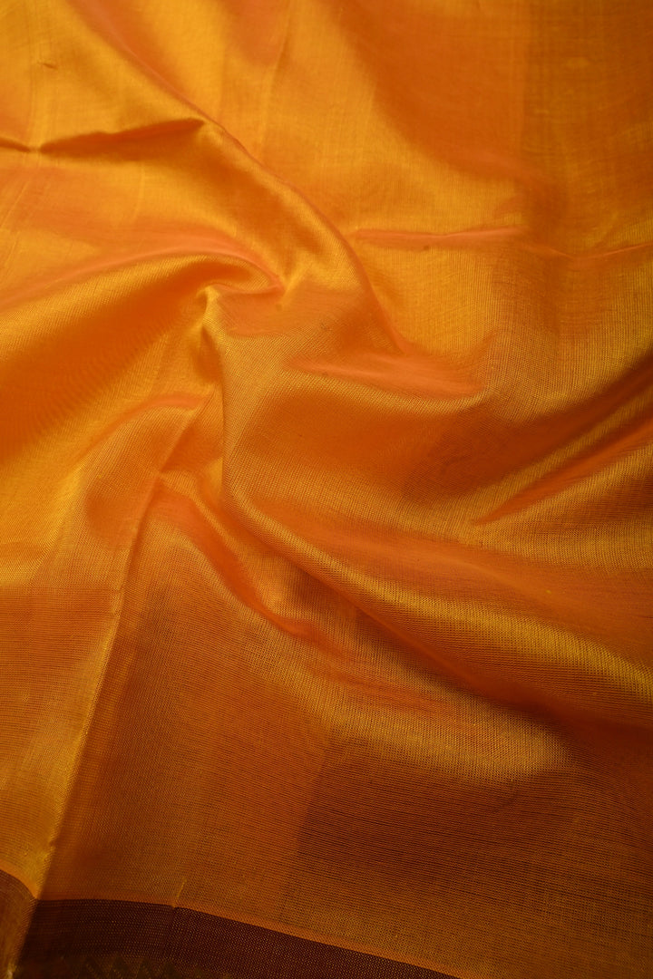 Mustard Yellow 9 Yards Madisar Silk Cotton Saree with Contrast Zari Border ,No Blouse Piece