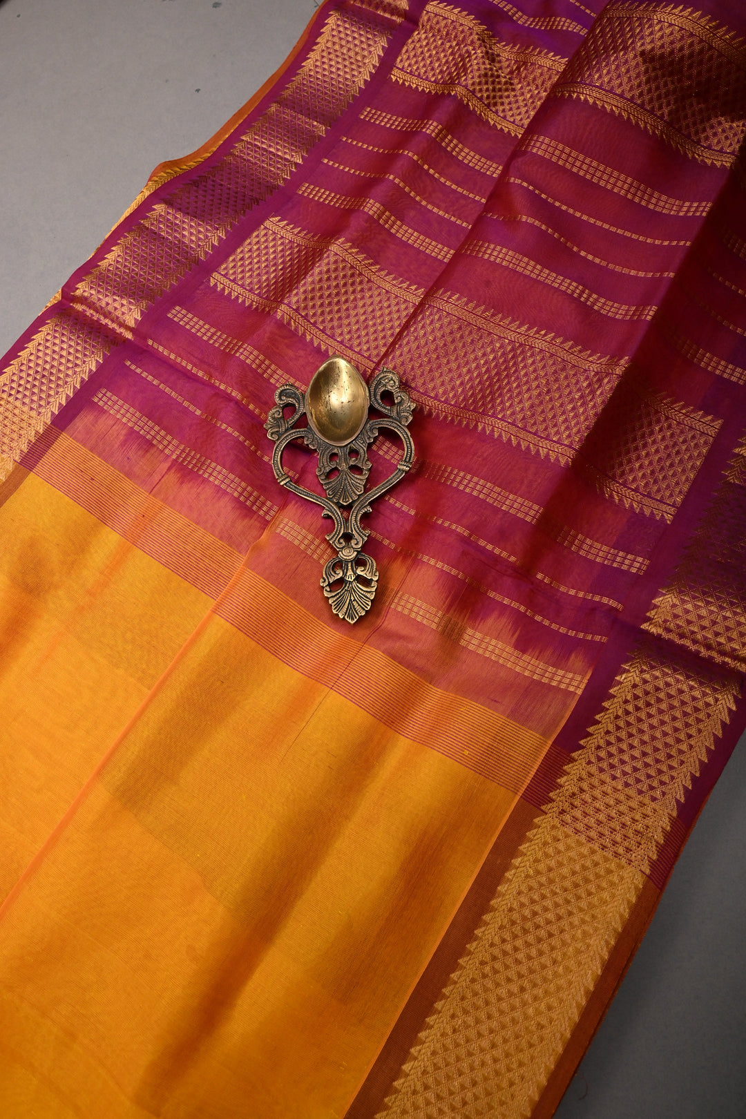 Mustard Yellow 9 Yards Madisar Silk Cotton Saree with Contrast Zari Border ,No Blouse Piece