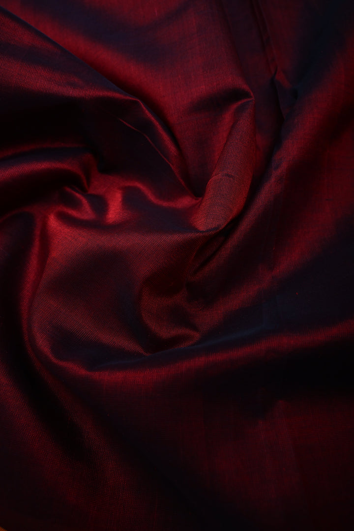 Maroon 9 Yards Madisar Silk Cotton Saree with Contrast Minimal Zari Border ,No Blouse Piece