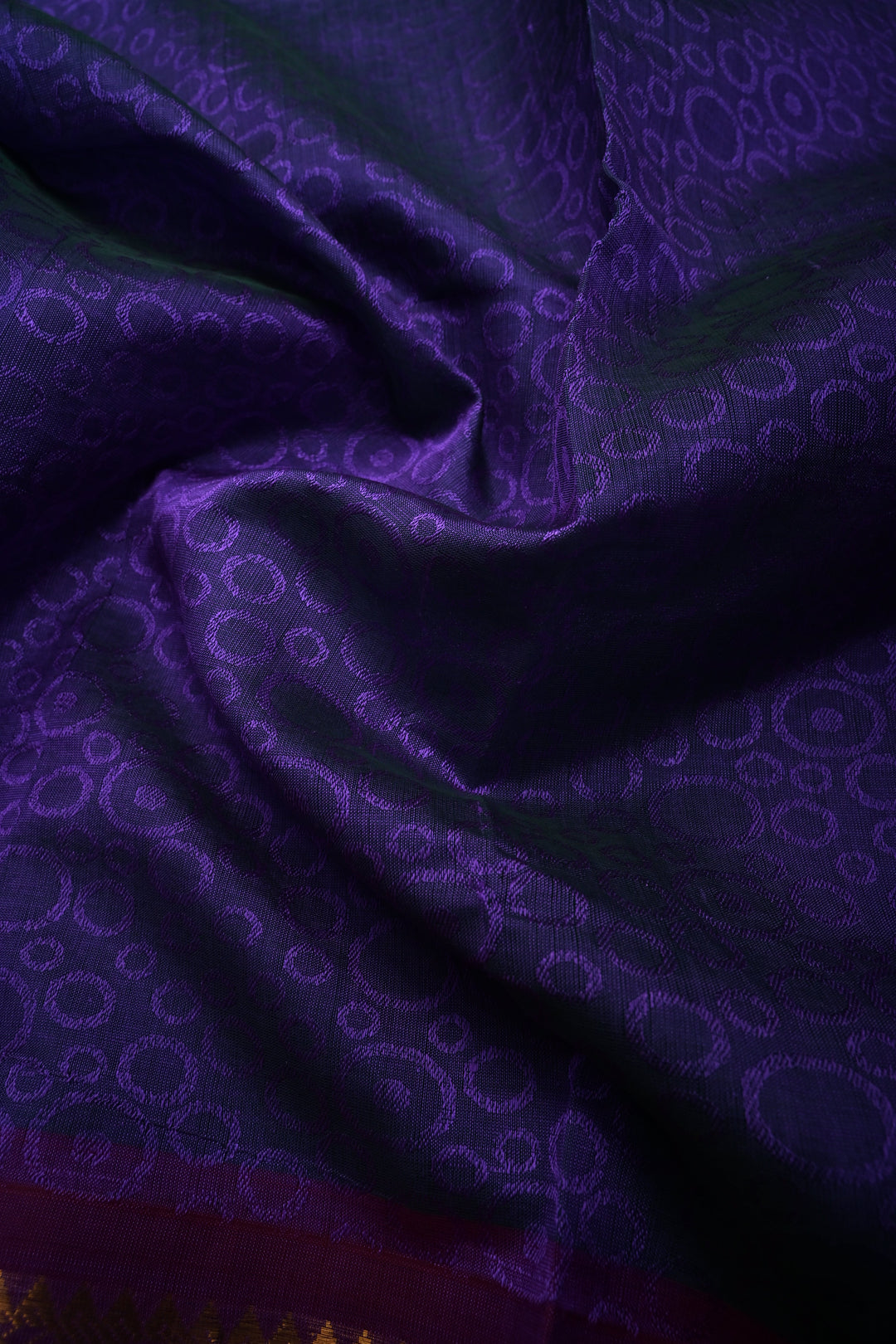 Purple-Green 9 Yards Madisar Silk Cotton Saree with Self Brocade and Contrast Minimal Zari Border ,No Blouse Piece