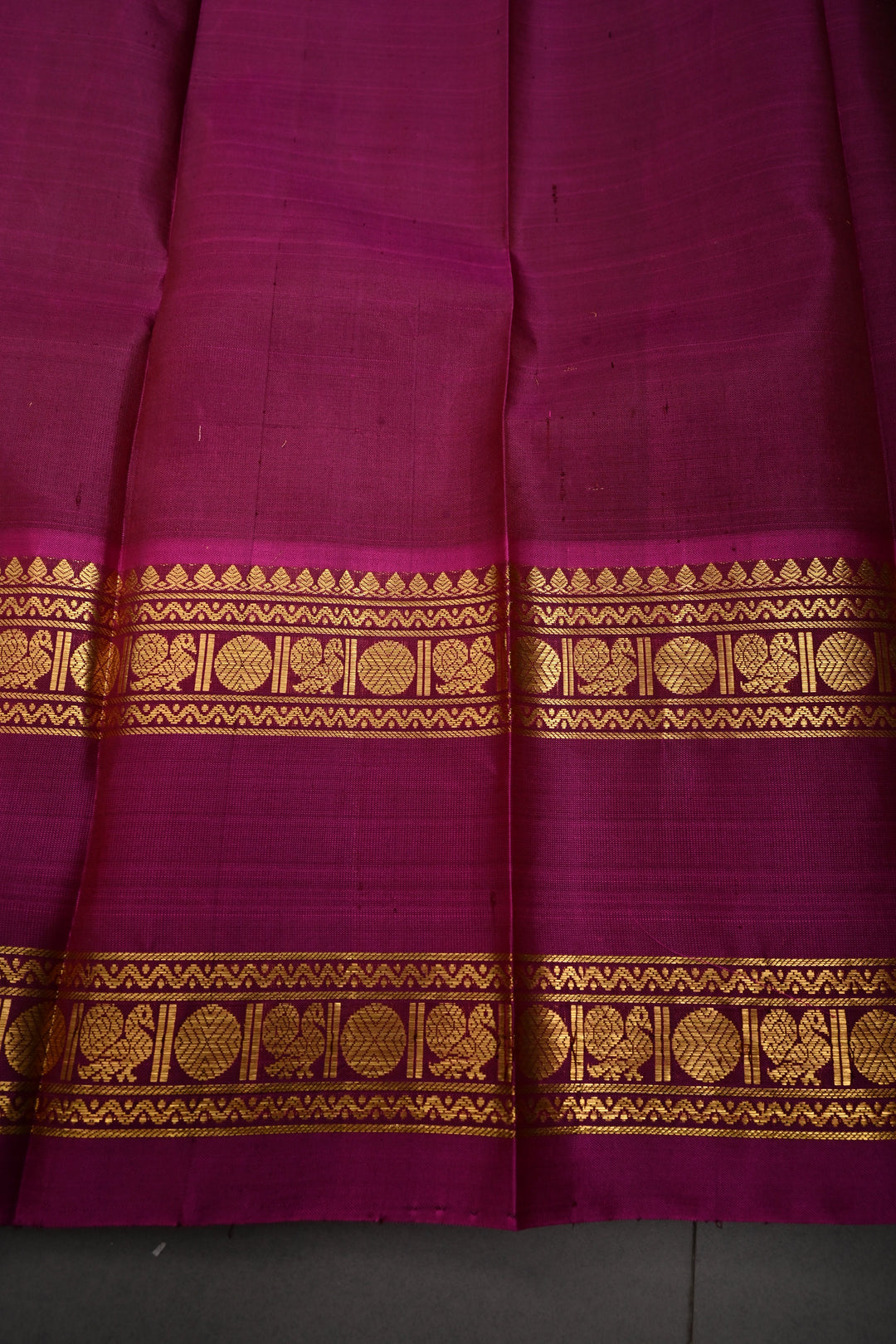 Green-Pink Zari Checks on Pure Kanjivaram Soft Silk Saree with Lakshadeepam Buttas and Contrast Rettiapet Zari Border | SILK MARK CERTIFIED | SHOBITAM