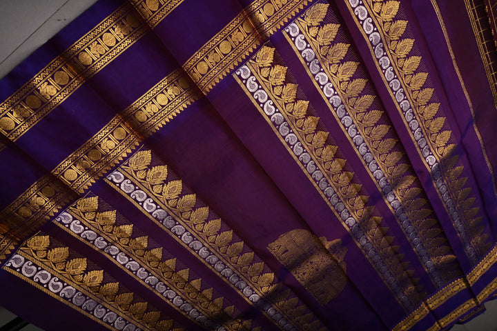 Coffee Brown Zari Checks on Pure Kanjivaram Soft Silk Saree with Zari Buttas-Brocade and Contrast Rettiapet Zari Border | SILK MARK CERTIFIED | SHOBITAM