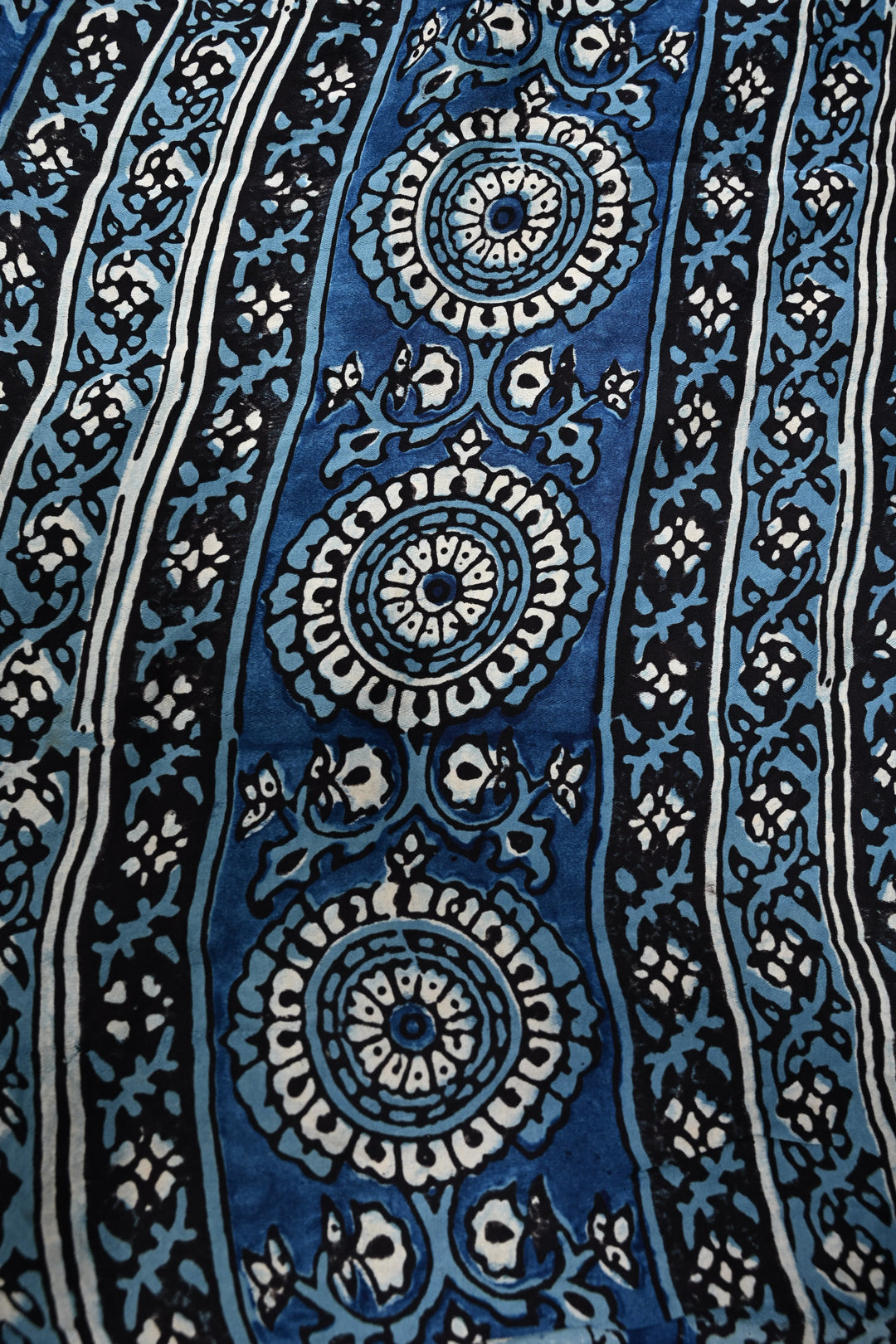 Bluish-Gray Authentic Hand Block Print on Modal Silk Saree with Hand Embellished Tikki Work  | SHOBITAM