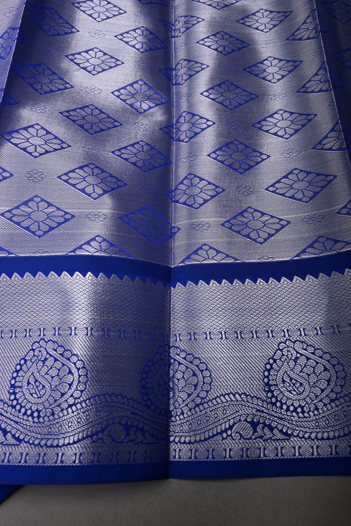 Green Kanjivaram Soft Semi Tissue Silk Saree with Meenakari Floral Brocade Jaal and Zari Border | SHOBITAM