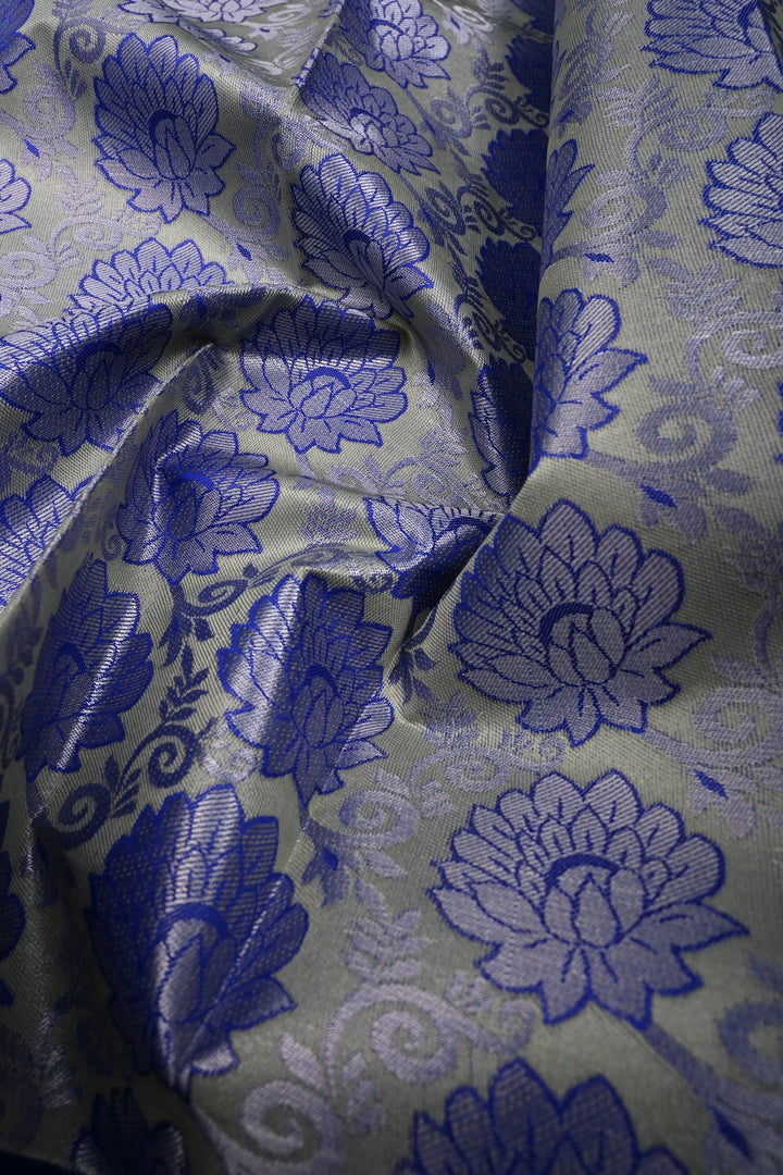 Green Kanjivaram Soft Semi Tissue Silk Saree with Meenakari Floral Brocade Jaal and Zari Border | SHOBITAM