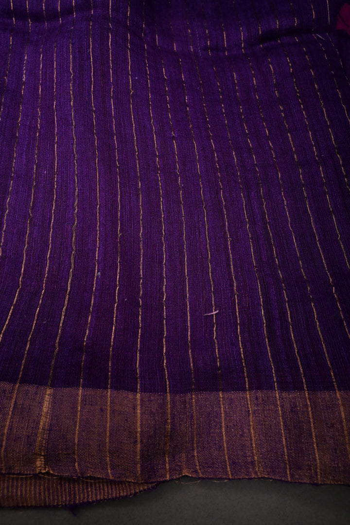 Deep Purple Matka Silk Saree with Jamdani Meenakari Weaving Buttas and Antique Zari Border | SILK MARK CERTIFIED | SHOBITAM