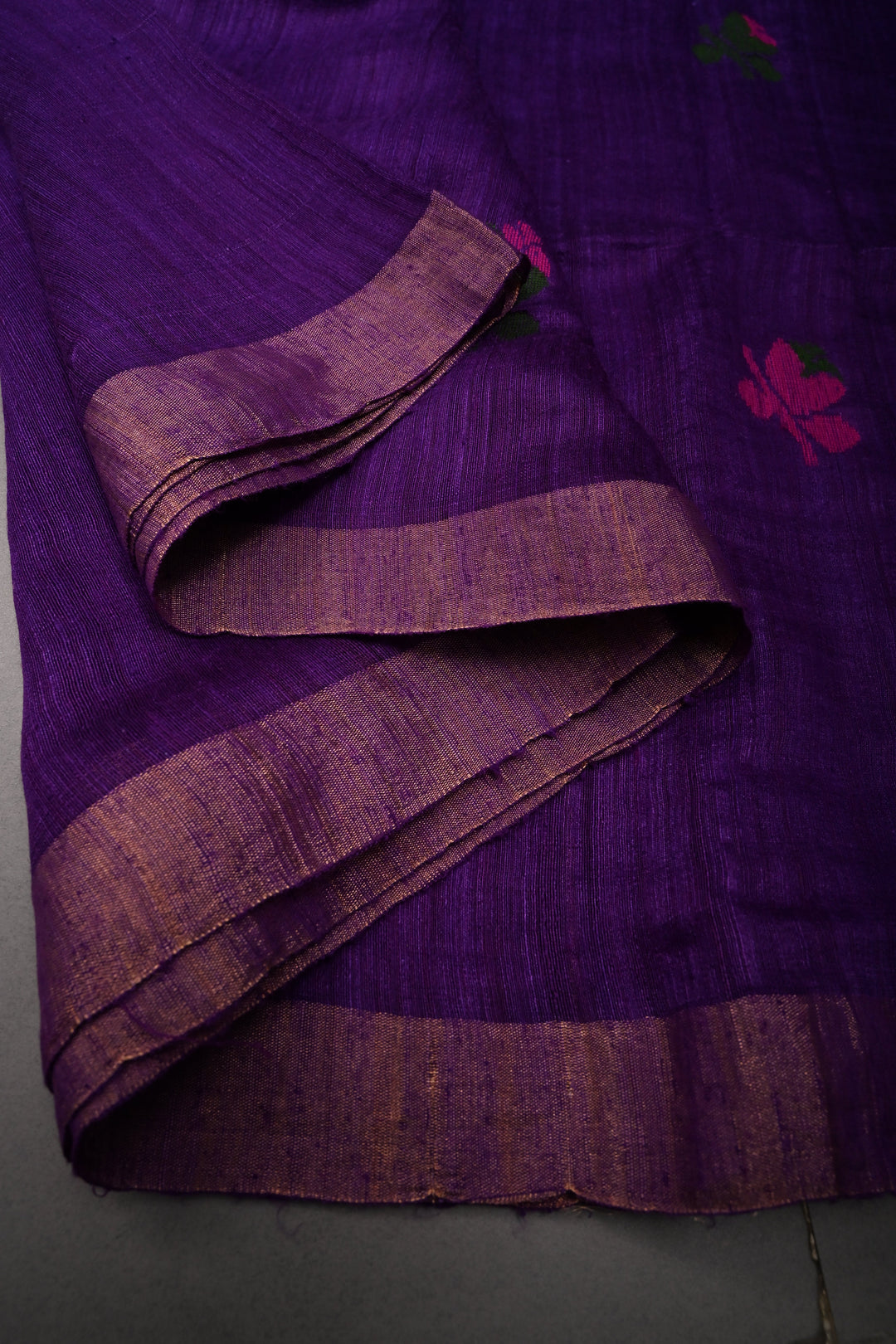 Deep Purple Matka Silk Saree with Jamdani Meenakari Weaving Buttas and Antique Zari Border | SILK MARK CERTIFIED | SHOBITAM
