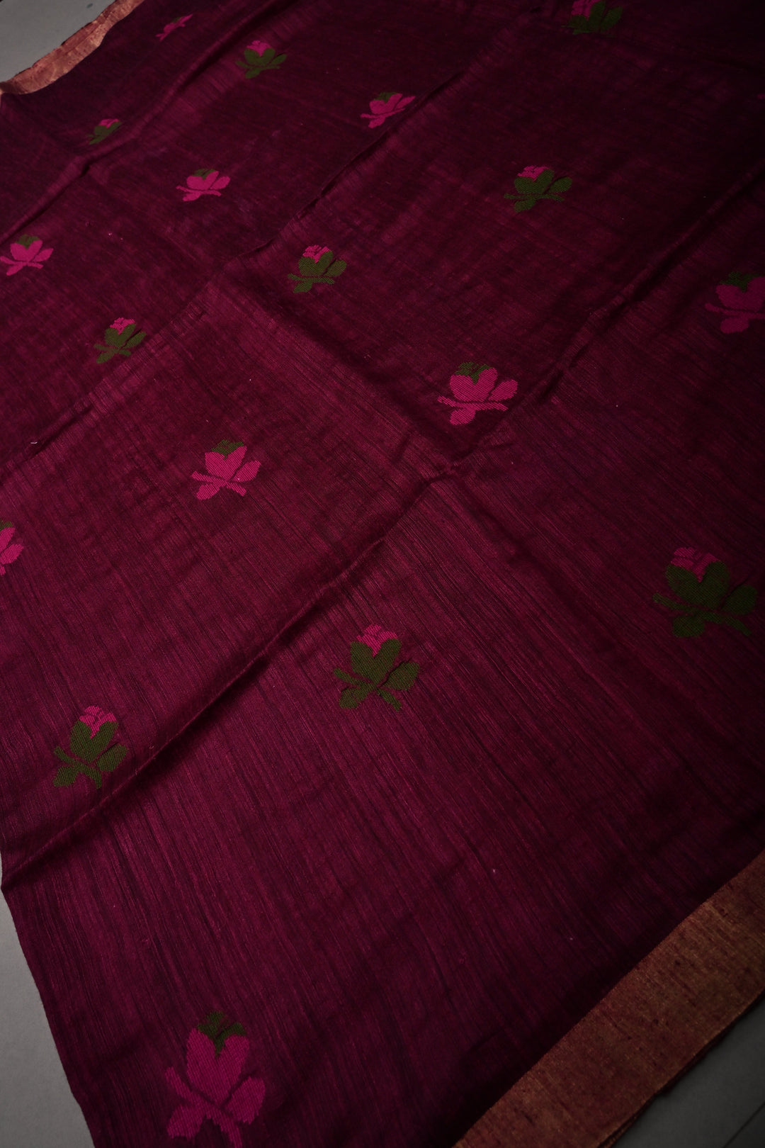 Magenta Matka Silk Saree with Jamdani Meenakari Weaving Buttas and Tissue Zari Border | SILK MARK CERTIFIED | SHOBITAM