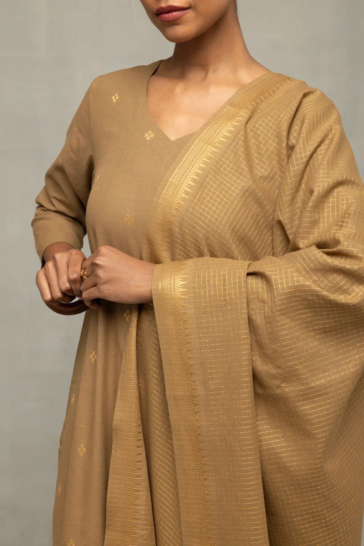 Damp Sand Kurta Set with Dupatta | SHOBITAM