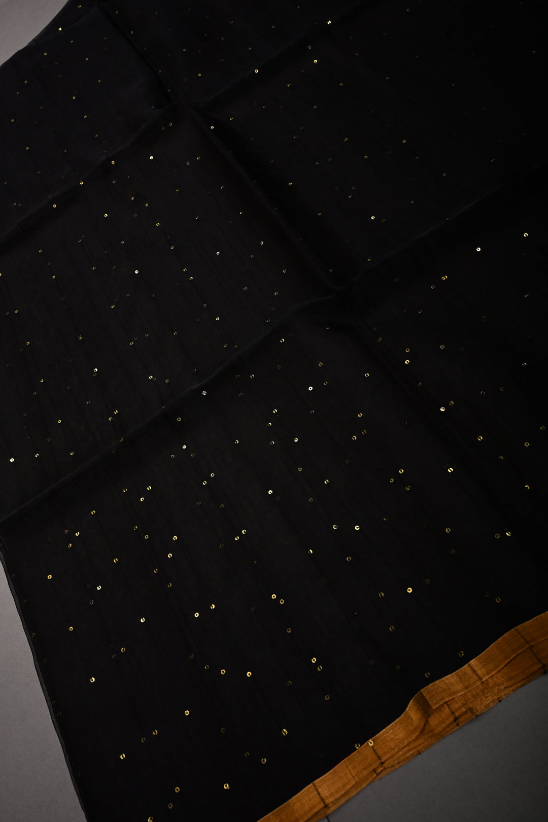 Black Muslin Saree with Pocket Sequins and Paithani Style Tissue Pallu | SILK MARK CERTIFIED | SHOBITAM