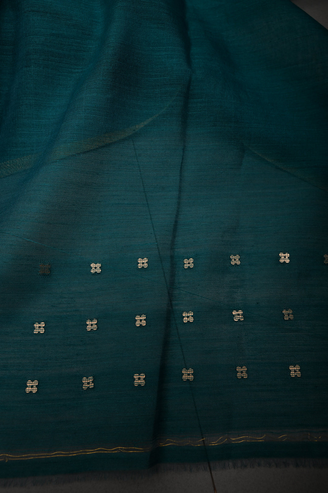 Rama Green Muslin Silk Saree with Pocket Sequins and Paithani Style Pallu | SILK MARK CERTIFIED | SHOBITAM