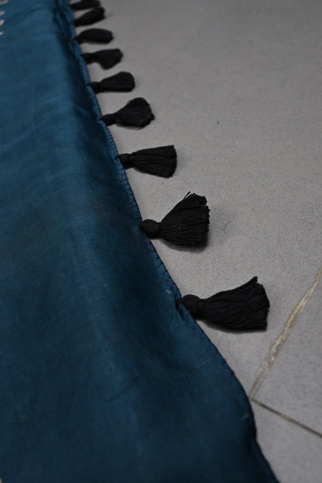 Handwork Ajrakh Saree with Tikki and Aari work on Red Blue Ajrakh on Modal Silk  | SHOBITAM