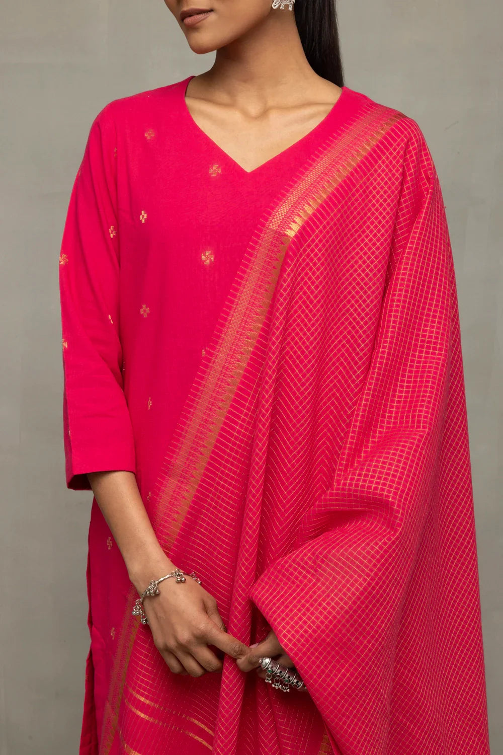 Pink Radiance South Cotton Kurta Set | SHOBITAM