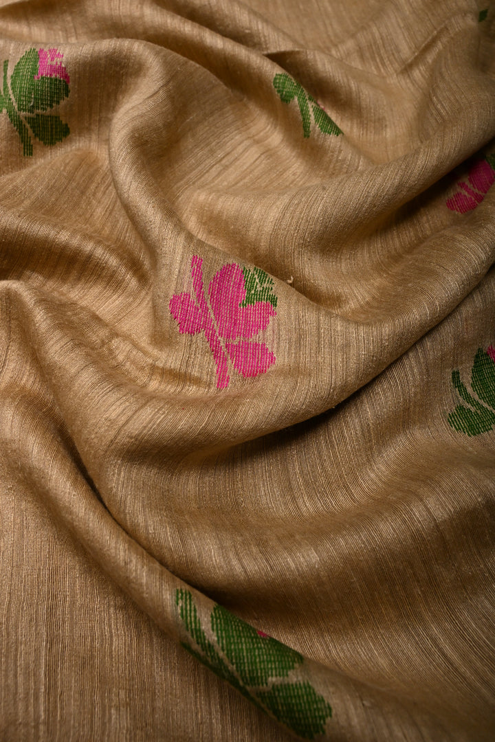 Kora Color Matka Silk Saree with Jamdani Meenakari Weaving Buttas and Muted Tissue Zari Border | SILK MARK CERTIFIED | SHOBITAM