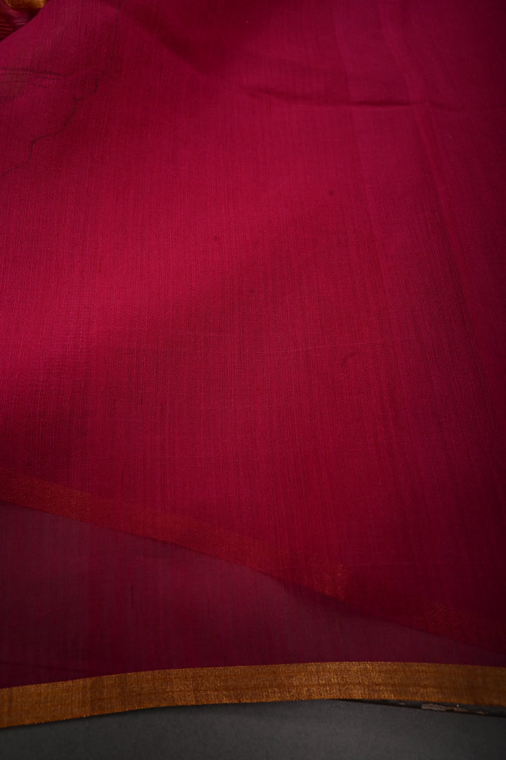 Rani Pink Muslin Silk Saree with Pocket Sequins and Paithani Style Pallu | SILK MARK CERTIFIED | SHOBITAM