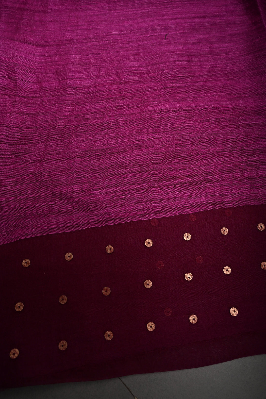 Magenta  Muslin Silk Saree with Pocket Sequins and Minimal Zari Border | SILK MARK CERTIFIED | SHOBITAM