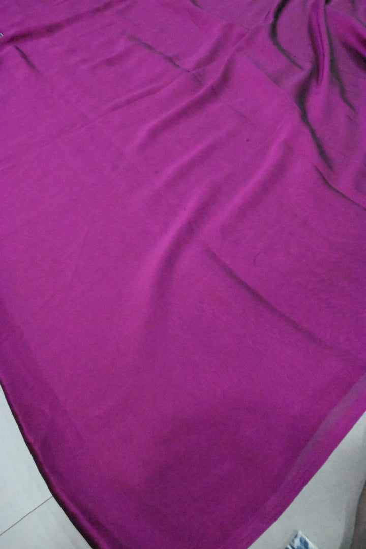Magenta Madhubani Machli Handpainting on Shimmer Georgette Saree, No Blouse Piece | SHOBITAM