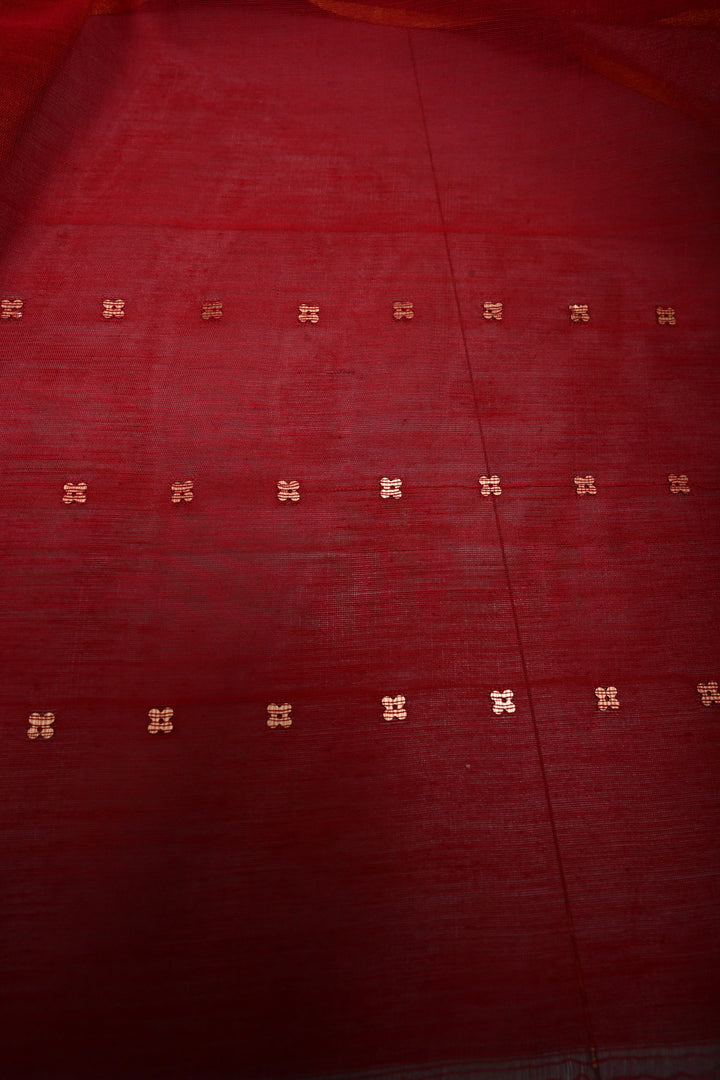 Red Muslin Silk Saree with Pocket Sequins and Paithani Style Pallu | SILK MARK CERTIFIED | SHOBITAM