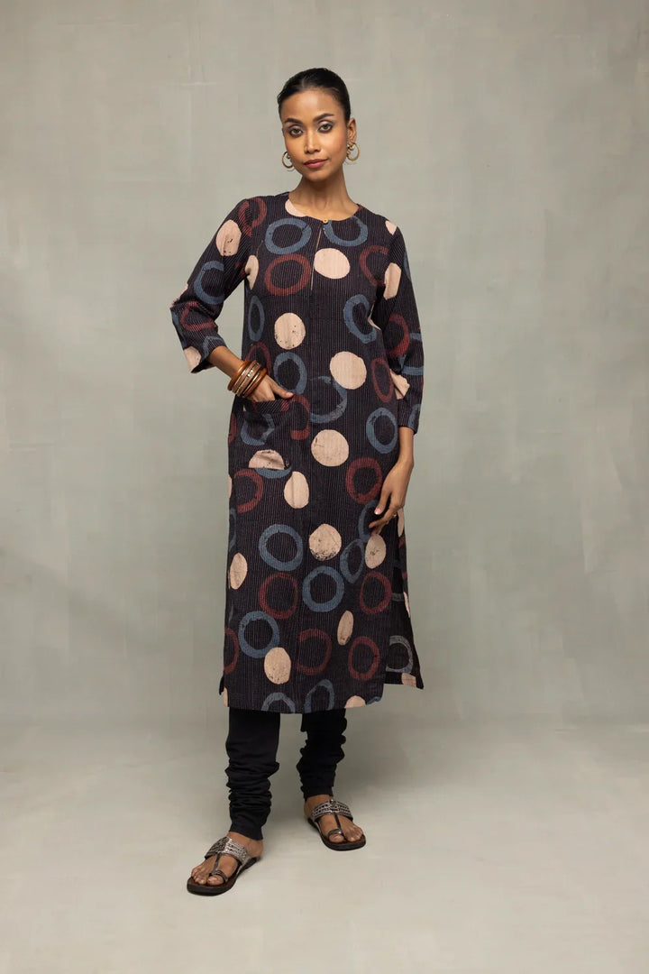 Black Ajrakh Print Kurta | SHOBITAM