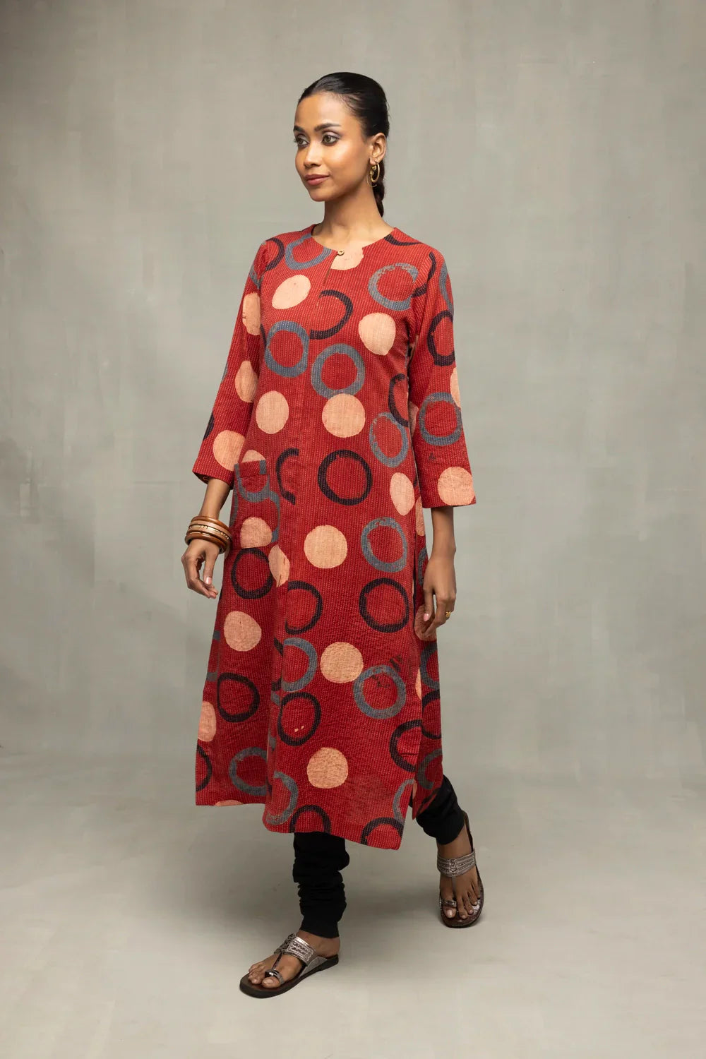 Red Ajrakh Print Kurta | SHOBITAM