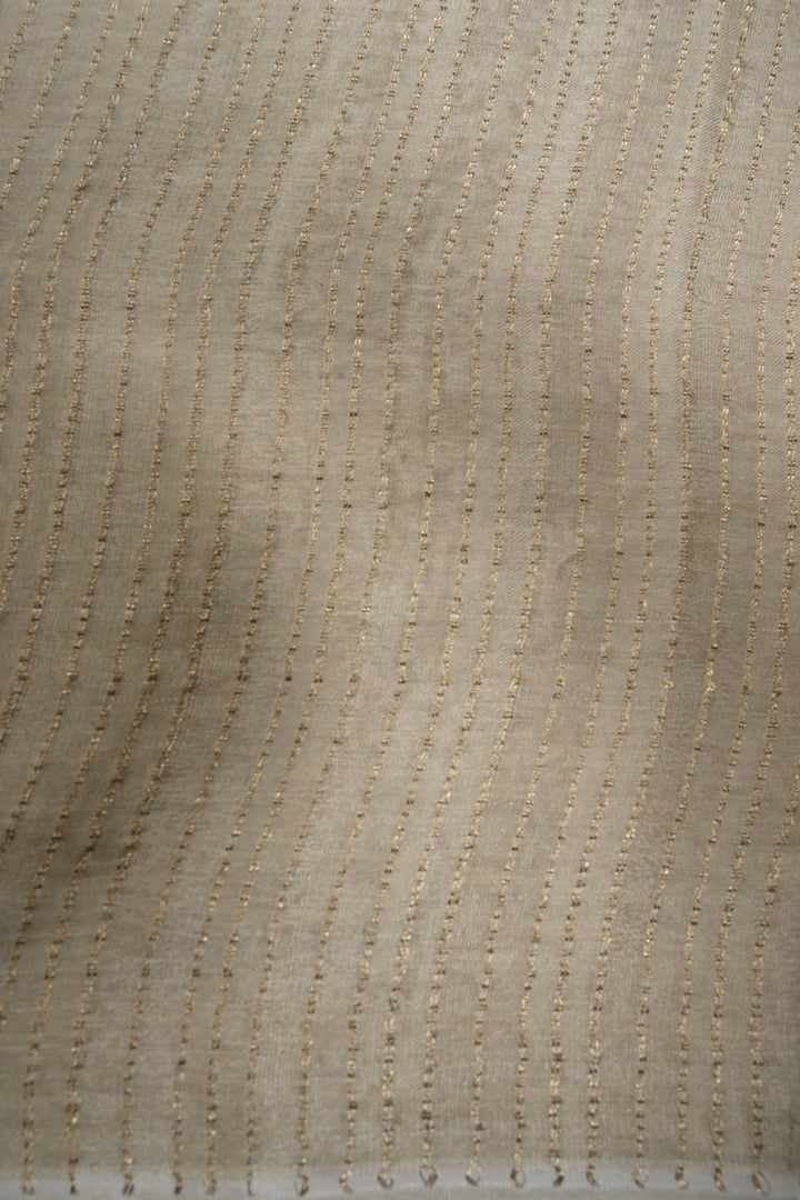 Trendy Crinkled brocade weave Creamy Gold Mysore Silk Saree with Self Floral Jaal  | SILK MARK CERTIFIED | SHOBITAM