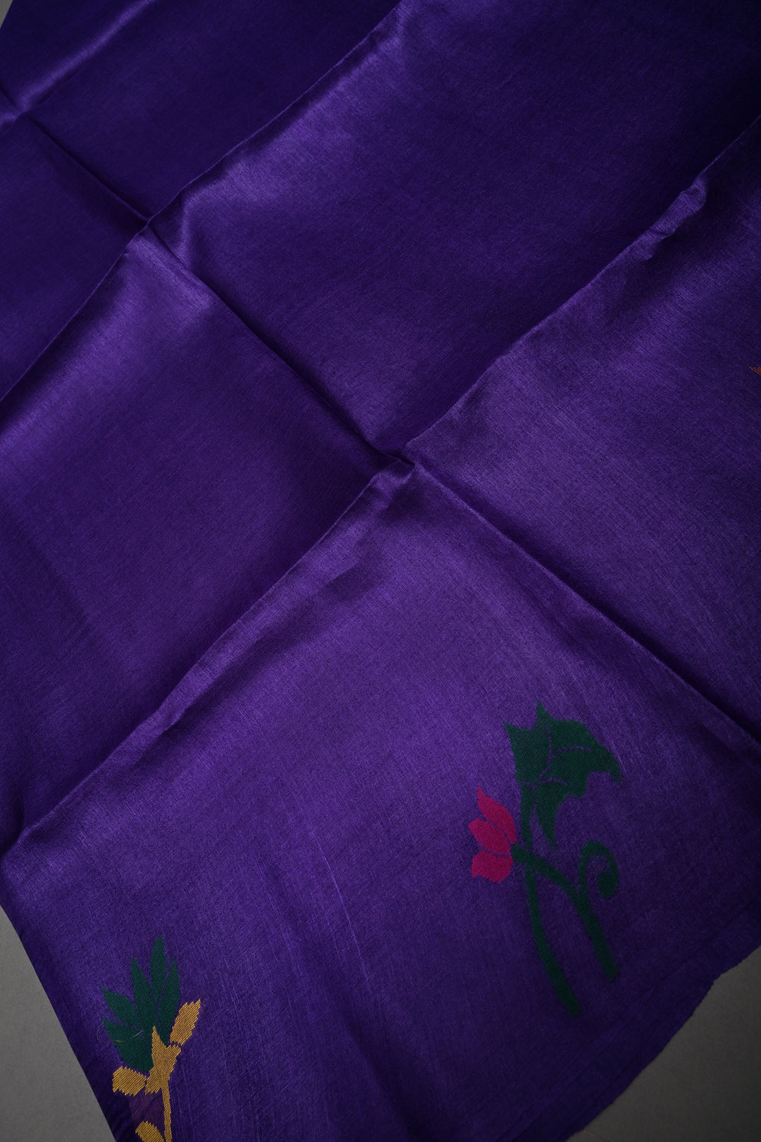 Purple Tussar Silk Saree with Jamdani Meenakari Weaving Buttas  | SILK MARK CERTIFIED | SHOBITAM