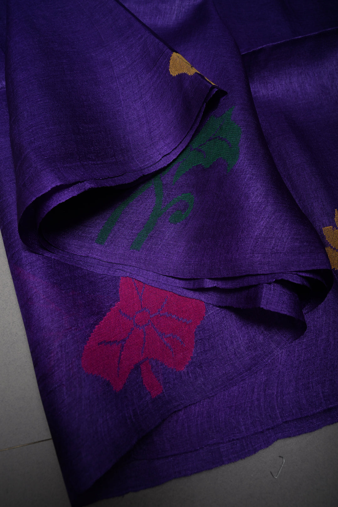 Purple Tussar Silk Saree with Jamdani Meenakari Weaving Buttas  | SILK MARK CERTIFIED | SHOBITAM