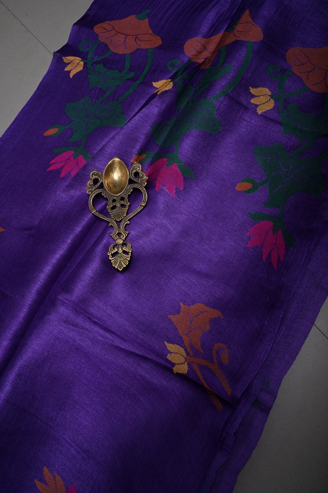 Purple Tussar Silk Saree with Jamdani Meenakari Weaving Buttas  | SILK MARK CERTIFIED | SHOBITAM