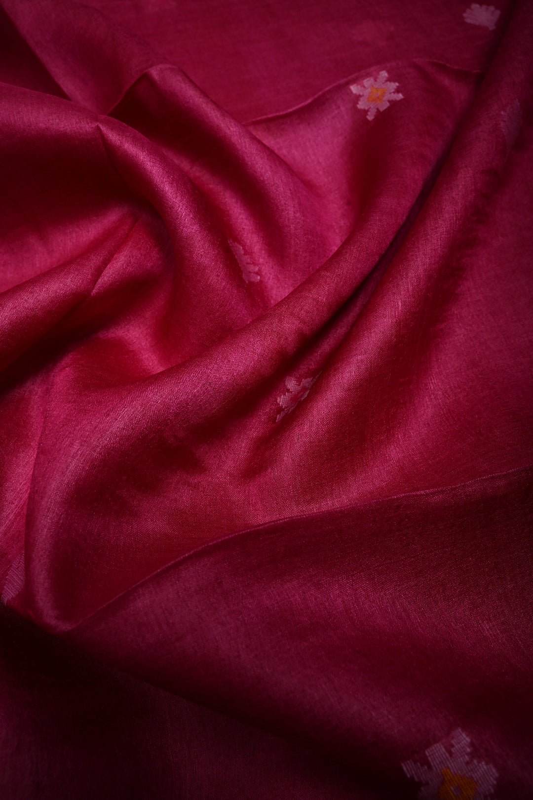 Magenta Tussar Silk Saree with Jamdani Weave Buttas and Border  | SILK MARK CERTIFIED | SHOBITAM
