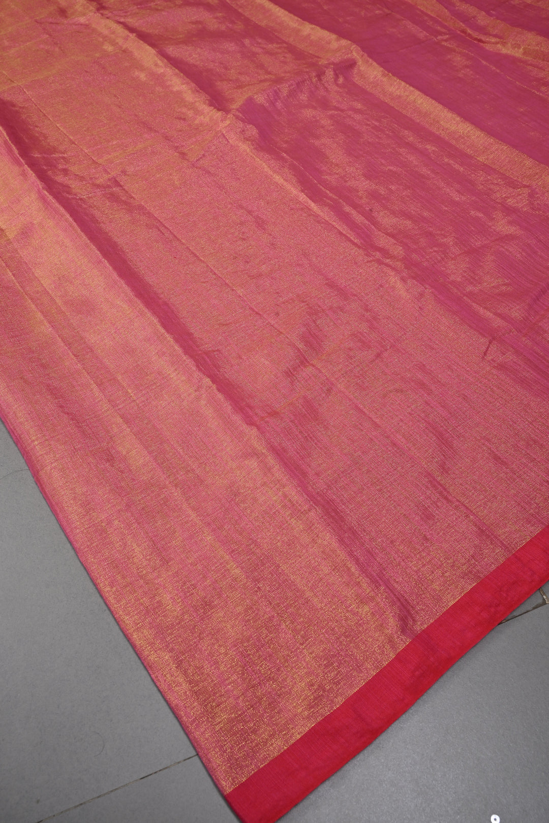 Pink-Gold Tissue by Tissue Saree with Minimal Border ,No Blouse Piece| SHOBITAM