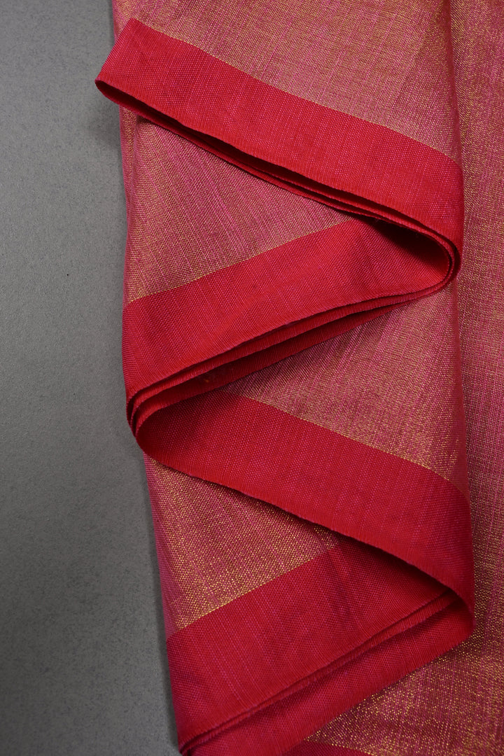 Pink-Gold Tissue by Tissue Saree with Minimal Border ,No Blouse Piece| SHOBITAM