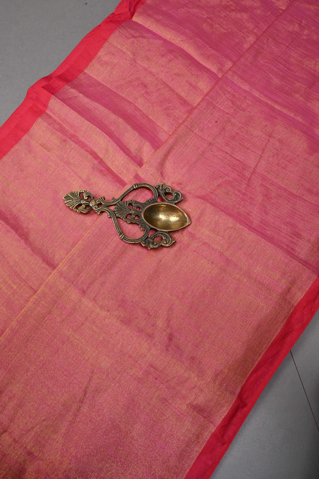 Pink-Gold Tissue by Tissue Saree with Minimal Border ,No Blouse Piece| SHOBITAM