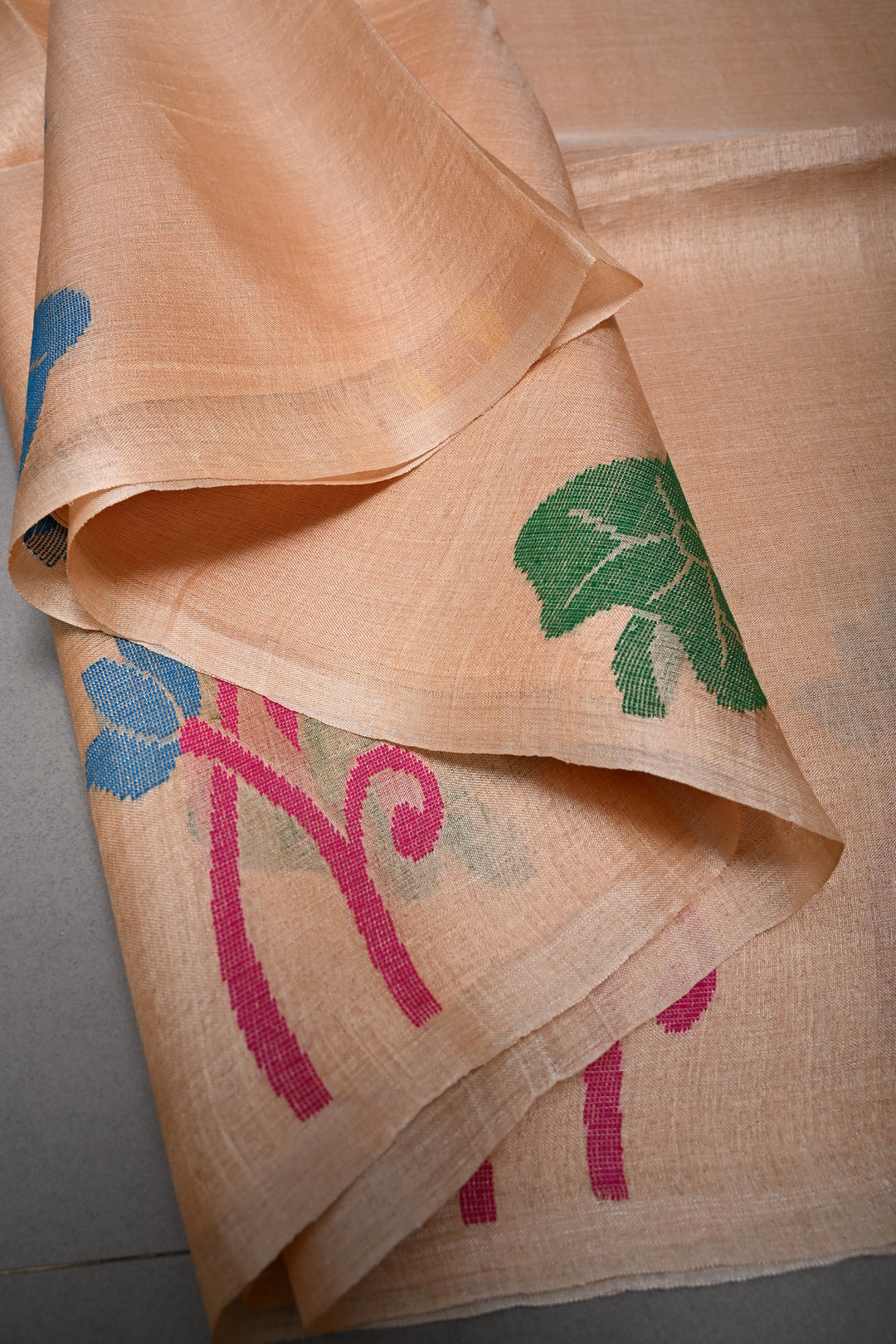 Beige Tussar Silk Saree with Jamdani Meenakari Weaving Buttas  | SILK MARK CERTIFIED | SHOBITAM
