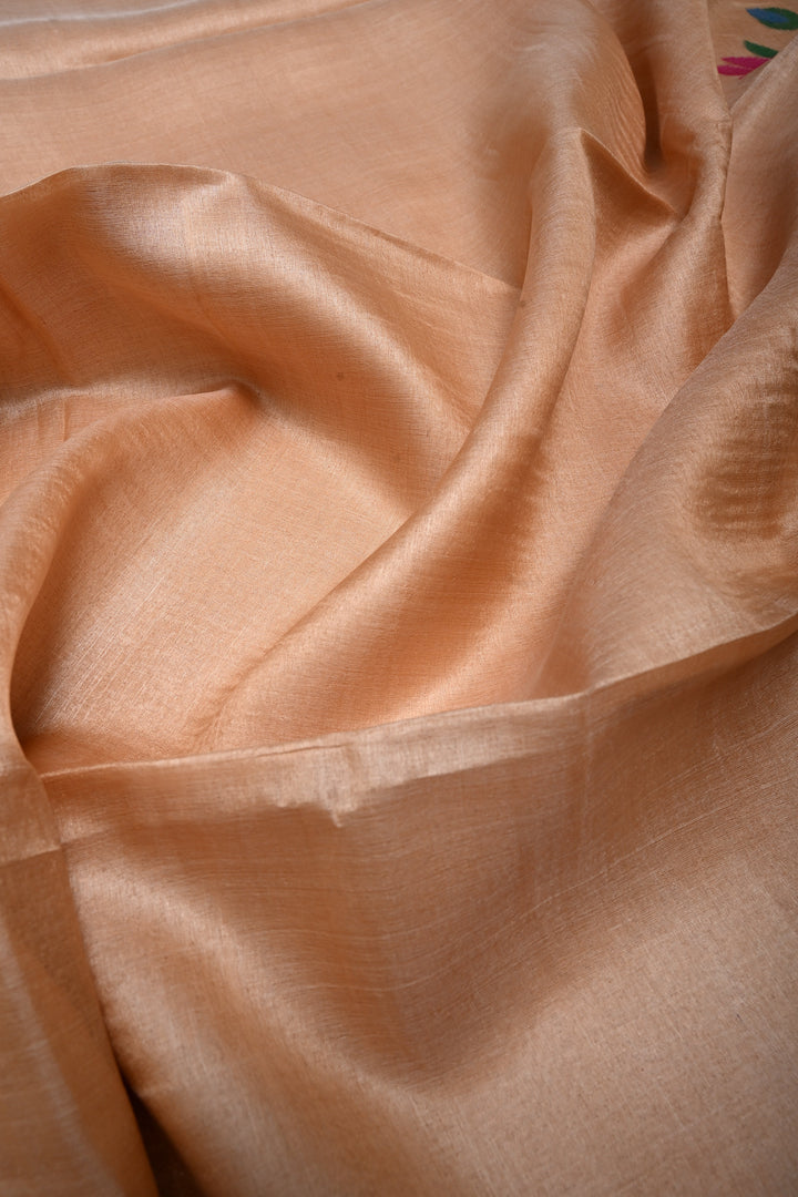 Beige Tussar Silk Saree with Jamdani Meenakari Weaving Buttas  | SILK MARK CERTIFIED | SHOBITAM