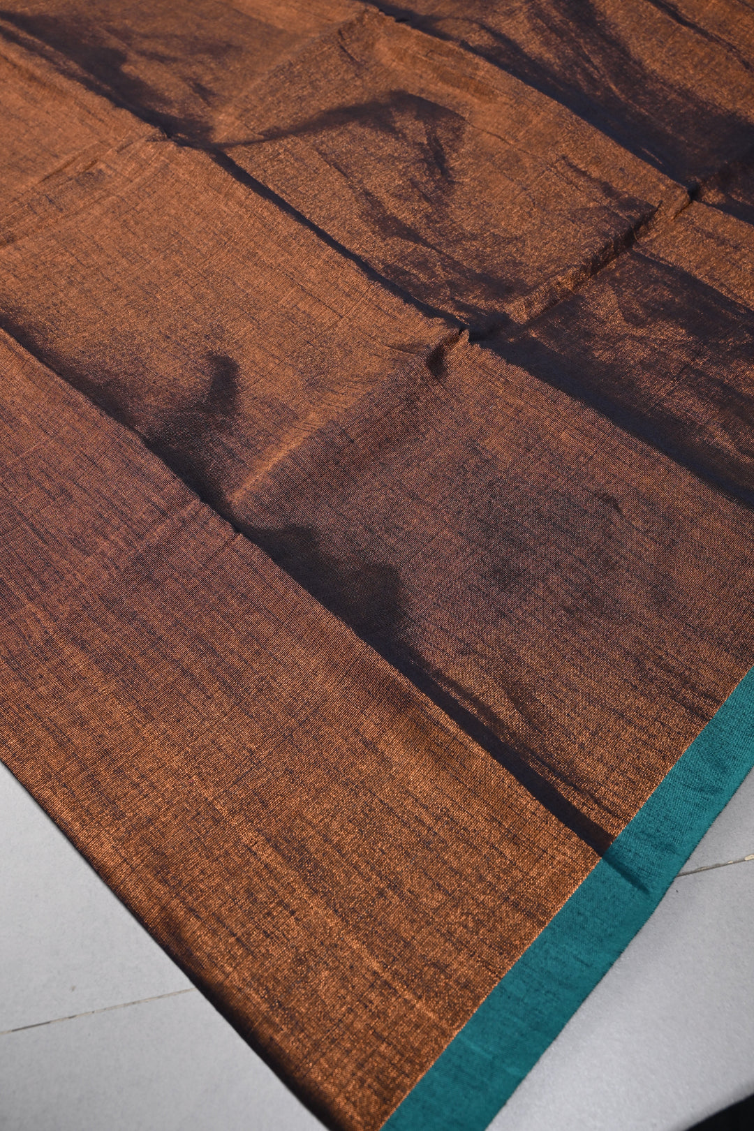 Blue-Copper Tissue by Tissue Saree with Minimal Border ,No Blouse Piece| SHOBITAM