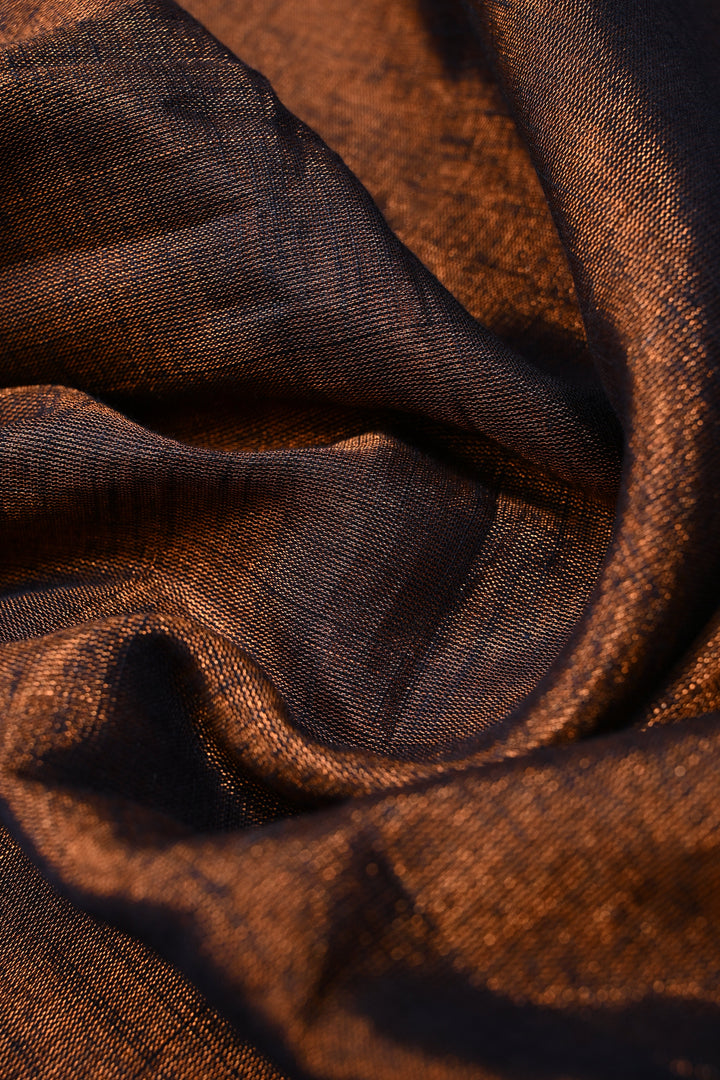 Blue-Copper Tissue by Tissue Saree with Minimal Border ,No Blouse Piece| SHOBITAM