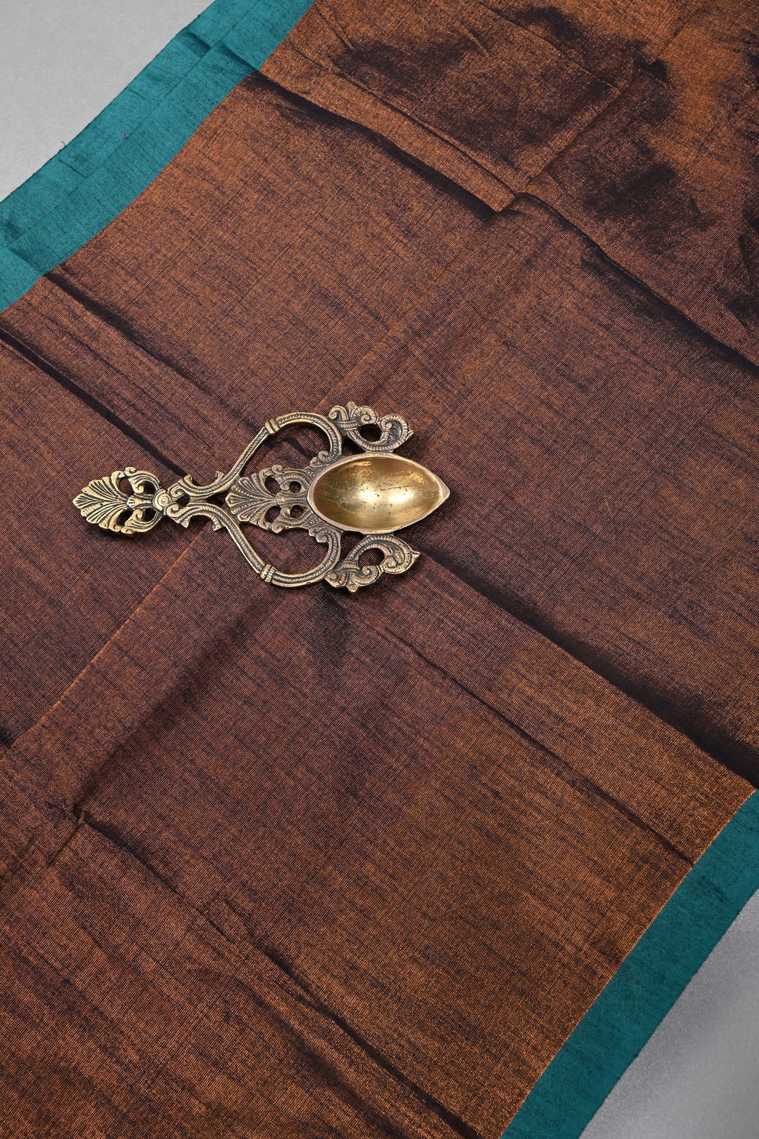 Blue-Copper Tissue by Tissue Saree with Minimal Border ,No Blouse Piece| SHOBITAM