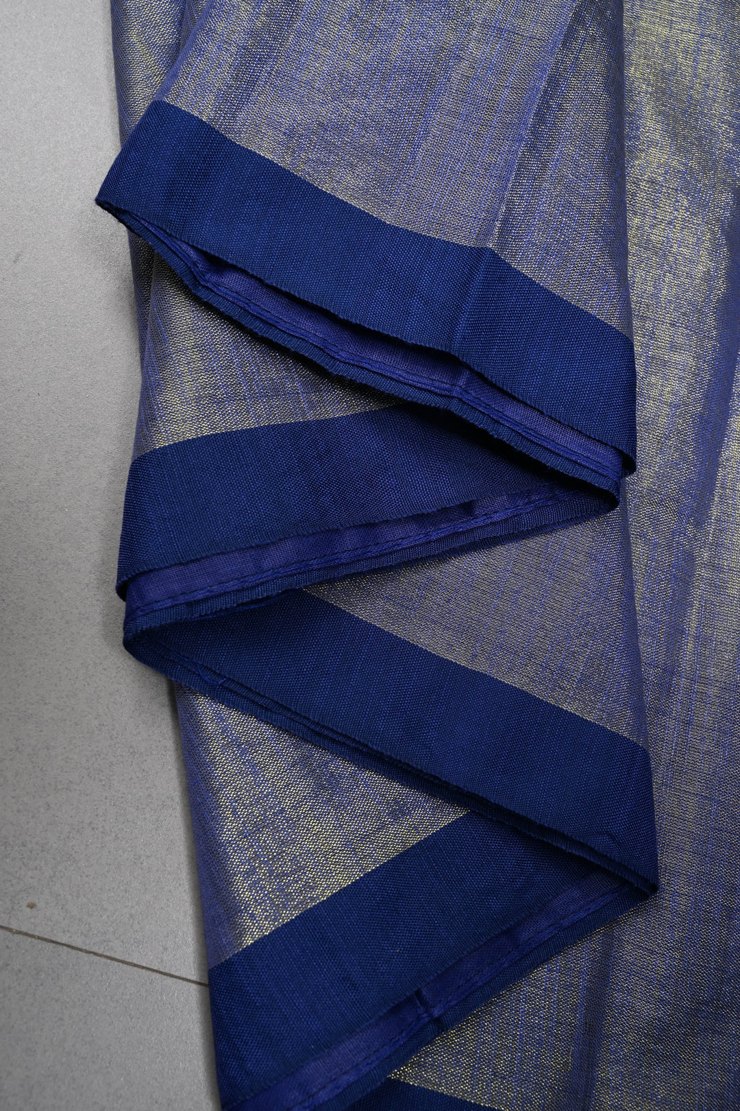 Blue-Gold Tissue by Tissue Saree with Minimal Border ,No Blouse Piece| SHOBITAM