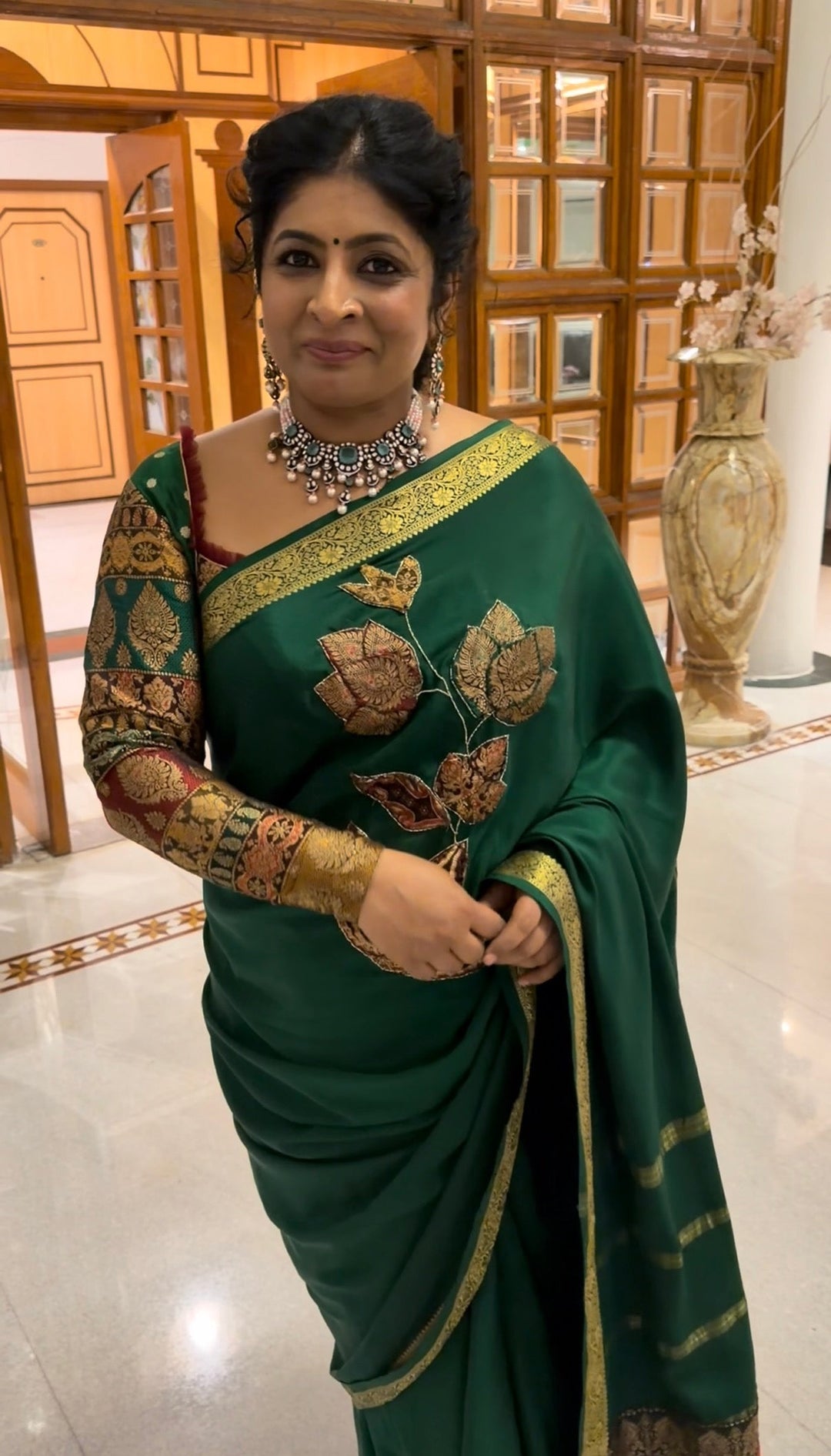 Multicolor Banarasi Brocade Full Sleeves Blouse with Disk Mirror Yoke, Made to Order, Customizable | SHOBITAM