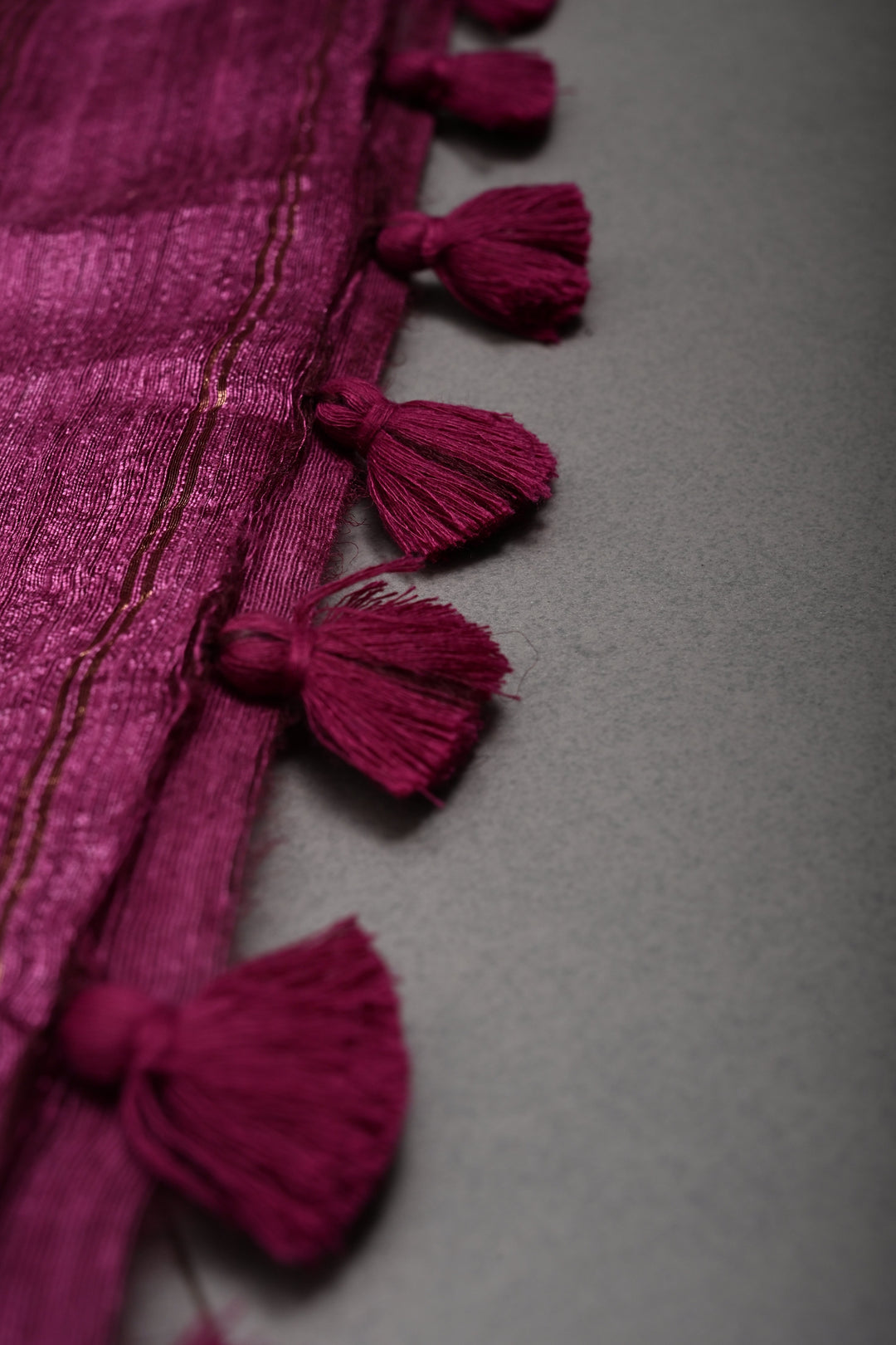 Magenta Geecha Tussar Silk Saree with Jamdani Meenakari Weaving and Zari Floral Border | SILK MARK CERTIFIED | SHOBITAM
