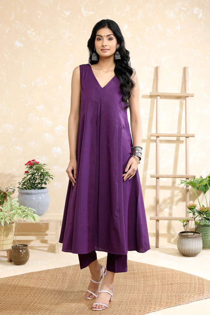 Purple Malai Cotton Co-ord Set | SHOBITAM