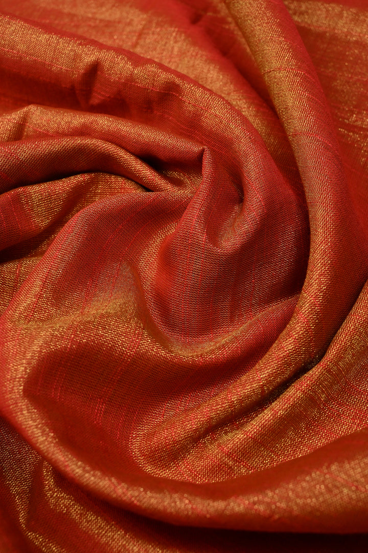 Orange-Gold Tissue by Tissue Saree with Minimal Border ,No Blouse Piece| SHOBITAM