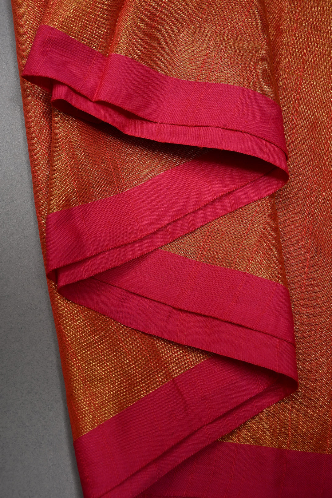 Orange-Gold Tissue by Tissue Saree with Minimal Border ,No Blouse Piece| SHOBITAM