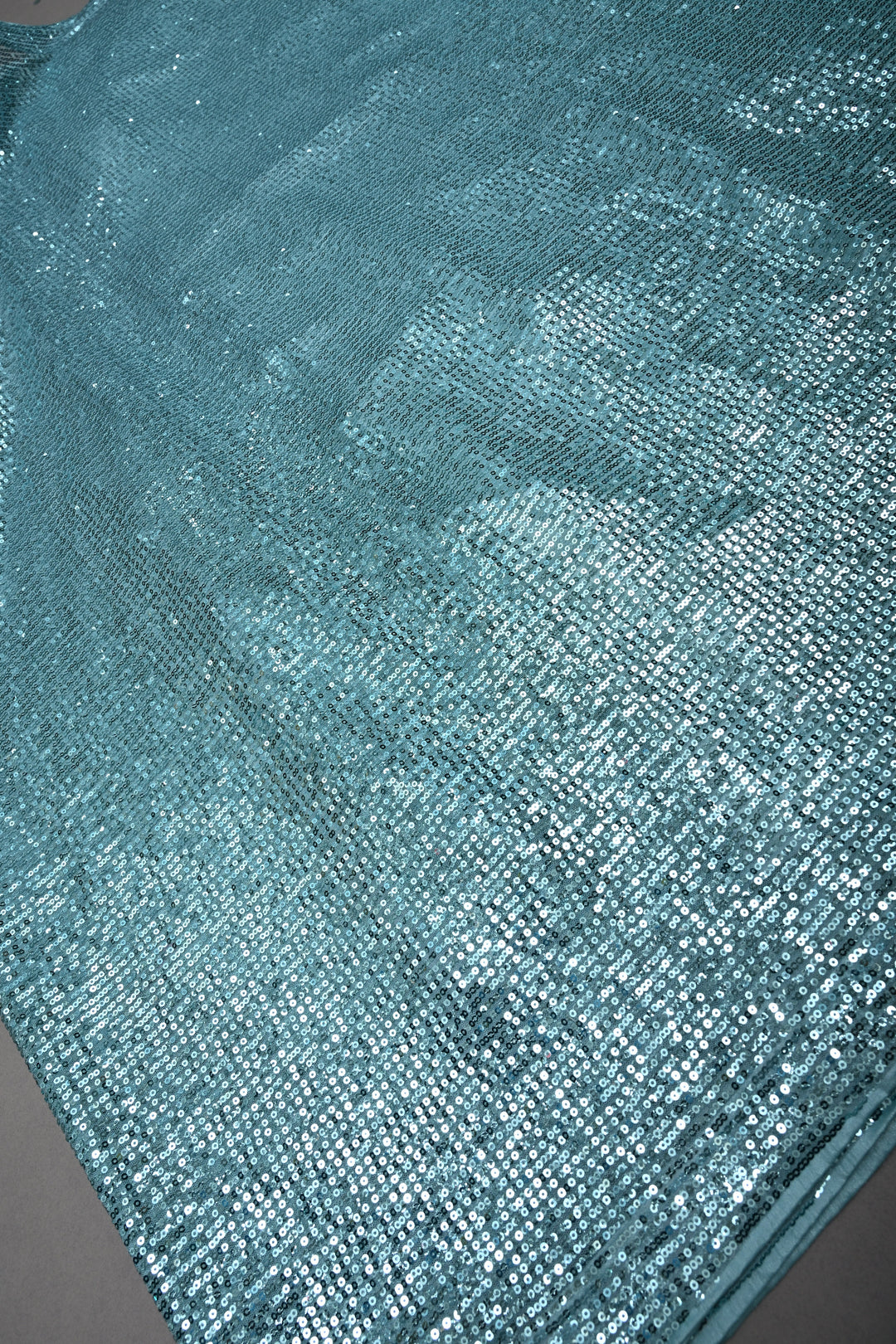 Teal Blue Full Sequins Embellished on Net Partywear Saree | SHOBITAM