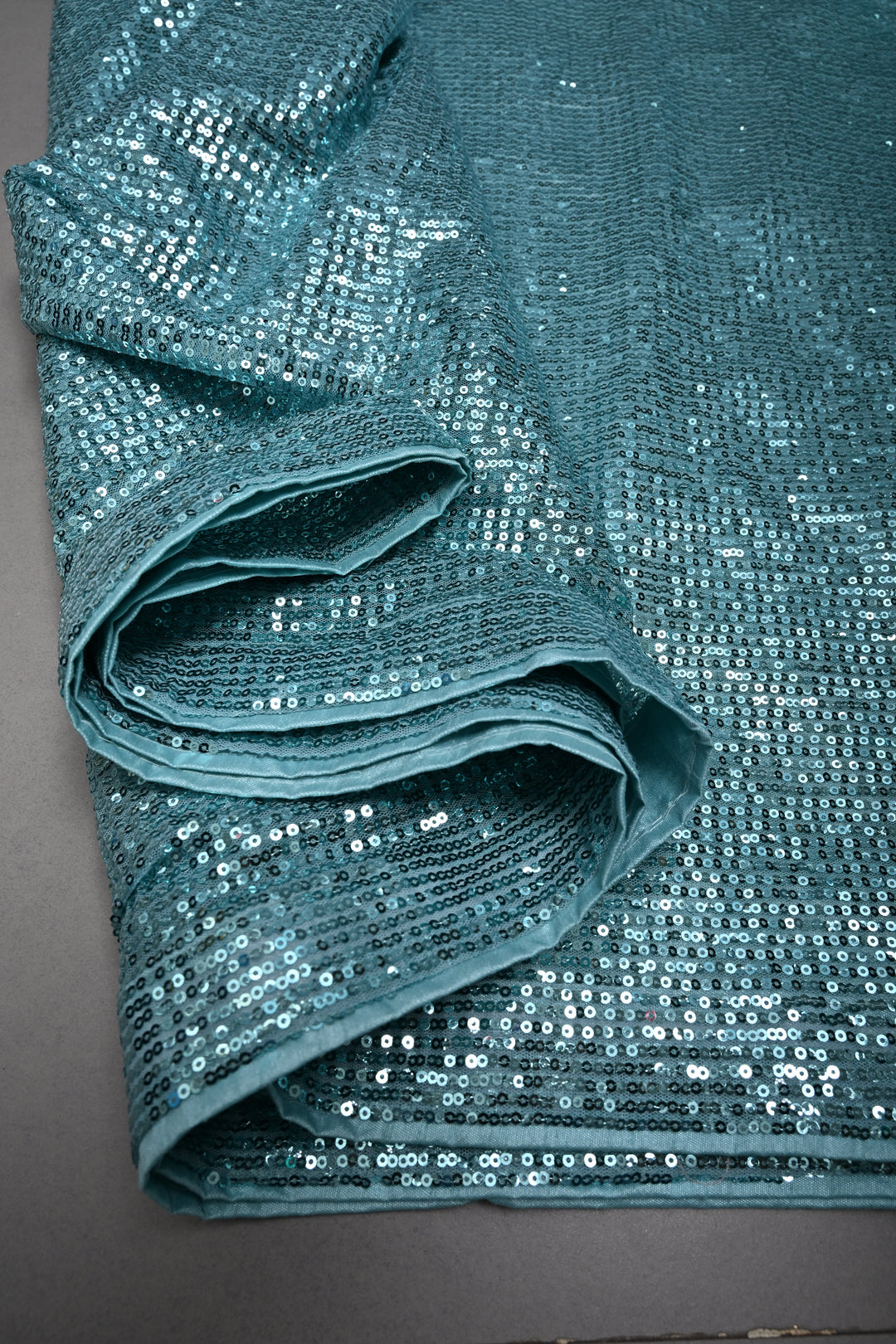 Teal Blue Full Sequins Embellished on Net Partywear Saree | SHOBITAM